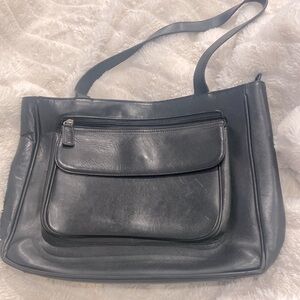 M. London genuine leather black tote or business shoulder or hand bag